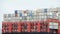 Cargo containers stacked on the back of a ship