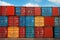 Cargo Containers. Stacked Cargo Containers in Port. Warehouse. Container Loading. Set of Cargo Containers. Logistic Company