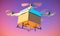 cargo delivery helicopter air fly technology fast drone blue aircraft. Generative AI.