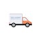 Cargo delivery truck, white shipping van from side view.