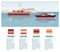 Cargo export shipping banner with ships, flat vector illustration isolated.