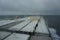 Cargo ferry voyage in a rainy day