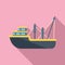 Cargo fishing boat icon flat vector. Fish ship