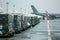 Cargo flights being grounded at an airport, world of air cargo transportation, Generative AI