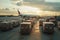 Cargo flights being grounded at an airport, world of air cargo transportation, Generative AI