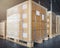 Cargo freight, Shipment, Warehousing service.  stacked of cardboard boxes on pallet in the warehouse