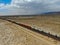 Cargo locomotive railroad engine crossing Arizona desert wilderness