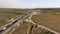 Cargo locomotive railroad engine crossing Arizona desert wilderness. USA