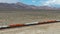 Cargo locomotive railroad engine crossing Arizona desert wilderness. USA