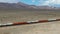 Cargo locomotive railroad engine crossing Arizona desert wilderness. USA