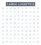 Cargo logistics vector line icons set. Shipping, tracking, distribution, management, scheduling, planning