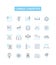 Cargo logistics vector line icons set. Shipping, tracking, distribution, management, scheduling, planning
