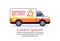 Cargo minivan delivery transport parcel packages international transportation shipping industrial concept isolated flat