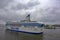 Cargo-passenger cruise ferry ship Silja Serenade by Tallink leaving South harbor of Helsinki, Finland at rainy overcast day