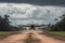 cargo plane landing on airstrip in the heart of the amazon