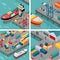 Cargo Port Illustrations in Isometric Projection