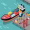 Cargo Port Vector Concept in Isometric Projection