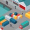 Cargo Port Vector Concept in Isometric Projection