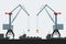 Cargo seaport with cranes and ships. Modern flat design style. Simple vector icons.