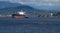 Cargo ship at anchor in Burrard Inlet