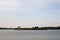 Cargo ship, a barge, cruising on the Danube river in Serbia, in belgrade, carrying construction material.