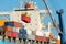 Cargo ship being loaded at the port of Iquique