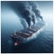 The cargo ship caught fire in the middle of the sea, an illustration of a disaster in a ship's voyage 2