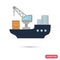 Cargo ship color flat icon for web and mobile design