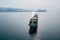 Cargo ship with containers near Batumi, aerial drone view