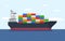 Cargo ship with containers in ocean. Freight transport with loaded container ship. Import and export maritime logistic