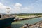 Cargo ship in the Gatun Locks, Panama