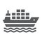 Cargo ship glyph icon, logistic and delivery, delivery ship sign vector graphics, a solid icon on a white background