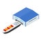 Cargo ship icon isometric vector. Large modern container ship near pavilion icon