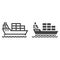 Cargo ship line and glyph icon, logistic