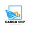 Cargo Ship Logo, Fast Cargo Ship Vector, Sailboat, Design For Ship Manufacturing Company, Waterway Sailing, Marine Vehicles,