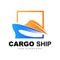 Cargo Ship Logo, Fast Cargo Ship Vector, Sailboat, Design For Ship Manufacturing Company, Waterway Sailing, Marine Vehicles,