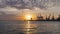 Cargo ship port of Odessa at sunrise or sunset