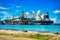 cargo ship port for the transport of bonaire salt, netherlands. Caribbean