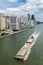 Cargo ship sailing in New York City, USA