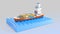 Cargo ship sails across the Ocean. My own design. High quality 3d render