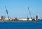 Cargo ship. Seaport of Monopoli. Apulia.