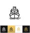 Cargo ship sign or cruise shipping vector icon