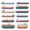 Cargo ship vector shipping transportation export container illustration set of industrial business freight transport