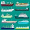Cargo ship vector shipping transportation export trade container illustration set of industrial business freight
