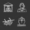 Cargo shipping chalk icons set