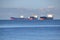 Cargo Shipping Freighters Anchored in Ocean