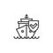 Cargo shipping insurance line icon