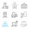 Cargo shipping linear icons set