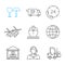 Cargo shipping linear icons set