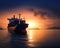 Cargo Ships at Sunset: A Majestic and Idyllic Environment for Tr